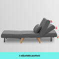 Load image into Gallery viewer, Sarantino Adjustable Chair Single Sofa Bed Faux Linen - Dark Grey
