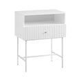 Load image into Gallery viewer, Sarantino Cecil Slender Fluted Bedside Table In White

