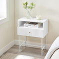 Load image into Gallery viewer, Sarantino Cecil Slender Fluted Bedside Table In White

