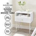Load image into Gallery viewer, Sarantino Cecil Slender Fluted Bedside Table In White
