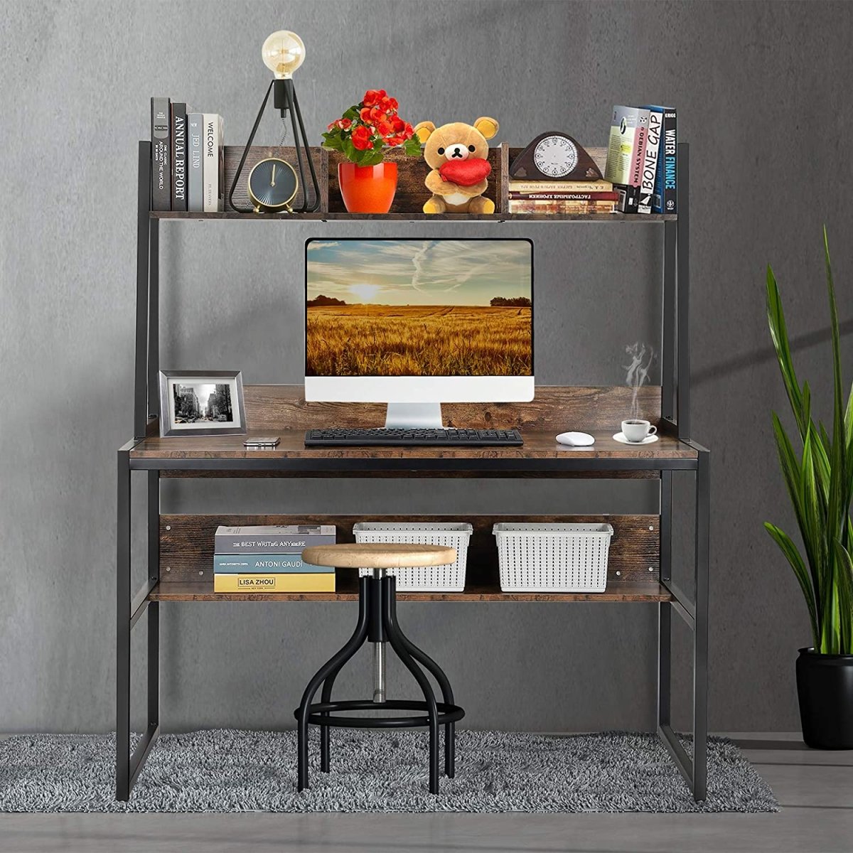 Computer Table Desk Book Storage Student Study Home Office Workstation ...
