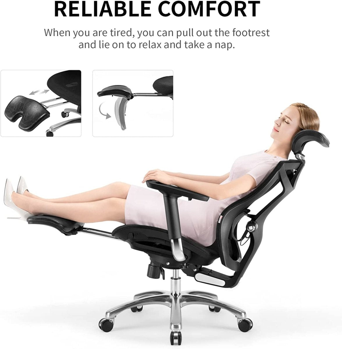 Sihoo Ergonomic Office Chair V1 4D Adjustable High-Back Breathable With Footrest And Lumbar Support Grey