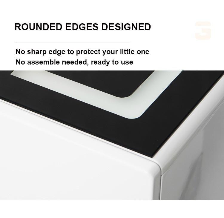 Smart Bedside Tables Side 3 Drawers Wireless Charging Nightstand LED Light USB Left Hand Connection