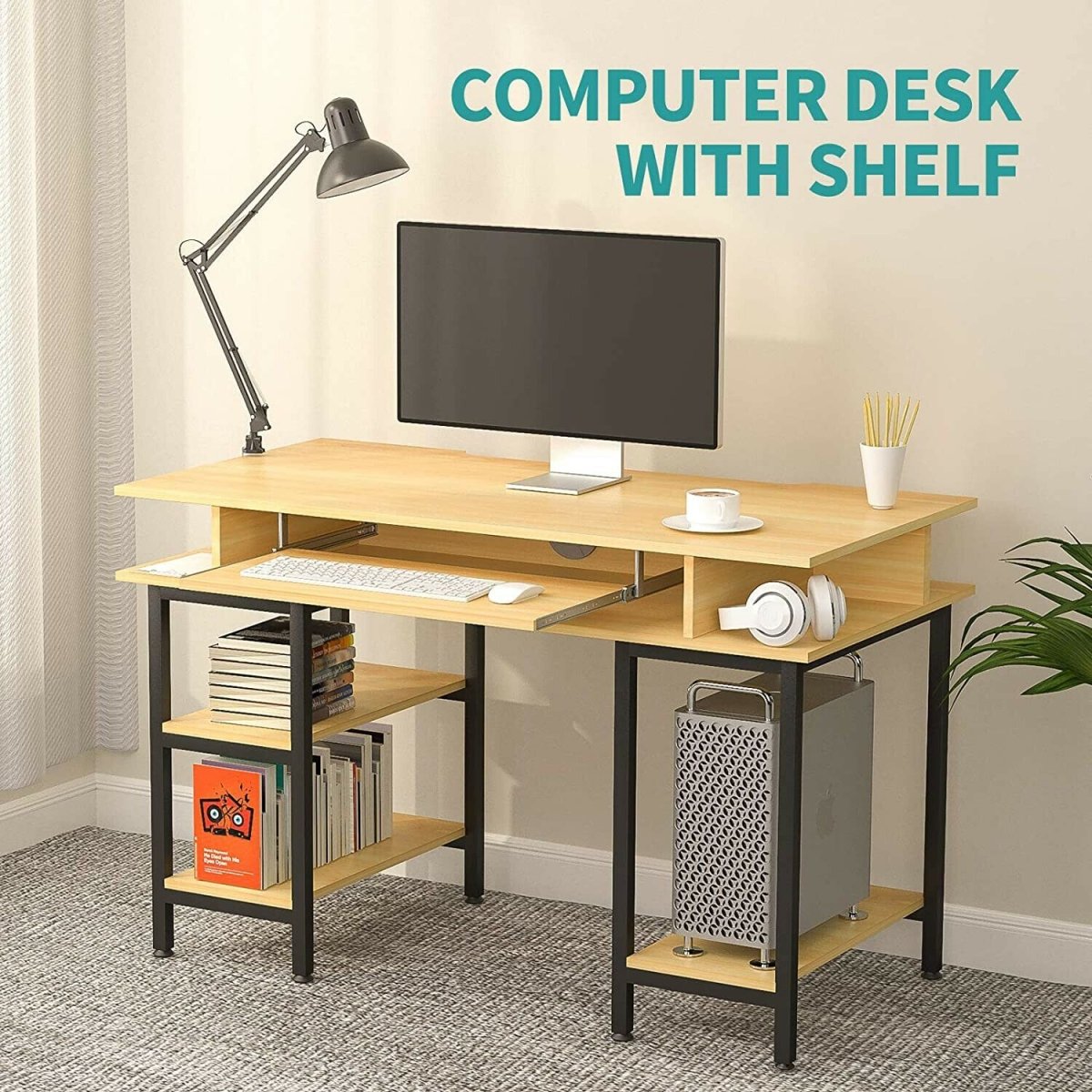 Book Storage Computer Table Desk Student Study Home Office Workstation ...