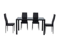 Load image into Gallery viewer, 5PC Indoor Dining Table and Chairs Dinner Set Glass Leather Kitchen-Black
