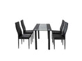 Load image into Gallery viewer, 5PC Indoor Dining Table and Chairs Dinner Set Glass Leather Kitchen-Mix Black

