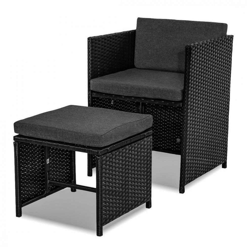 Bali 13PC Outdoor Dining Set-Black