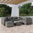 Load image into Gallery viewer, Large Modular Outdoor Ottoman Lounge Set in Grey
