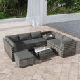 Load image into Gallery viewer, Large Modular Outdoor Ottoman Lounge Set in Grey
