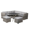 Load image into Gallery viewer, 8PC Outdoor Dining Set Wicker Table & Chairs-Grey
