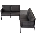 Load image into Gallery viewer, Eden 4-Seater Outdoor Lounge Set with Coffee Table in Black-Stylish Textile and Rope Design
