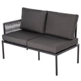 Load image into Gallery viewer, Eden 4-Seater Outdoor Lounge Set with Coffee Table in Black-Stylish Textile and Rope Design
