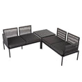 Load image into Gallery viewer, Eden 4-Seater Outdoor Lounge Set with Coffee Table in Black-Stylish Textile and Rope Design
