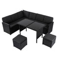 Load image into Gallery viewer, Ella 8-Seater Modular Outdoor Garden Lounge and Dining Set with Table and Stools in Black
