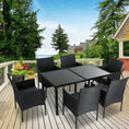 Load image into Gallery viewer, Outdoor Minimalist Black Wicker 6-Seater Dining Set
