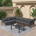 Load image into Gallery viewer, Outdoor Minimalist Charcoal Grey 7-Piece Lounge Set
