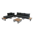 Load image into Gallery viewer, Modern Outdoor 7 Piece Lounge Set with Slatted Polywood Design Tables
