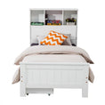 Load image into Gallery viewer, King Single Solid Pine Timber Bed Frame with Bookshelf Storage Headboard- White
