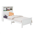 Load image into Gallery viewer, King Single Solid Pine Timber Bed Frame with Bookshelf Storage Headboard- White
