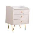 Load image into Gallery viewer, Winston 3-Drawer Nightstand Bedside Table with Gold Steel Legs Tray Top White
