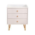 Load image into Gallery viewer, Winston 3-Drawer Nightstand Bedside Table with Gold Steel Legs Tray Top White
