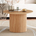 Load image into Gallery viewer, Luxe Ribbed Round Coffee Table Wooden

