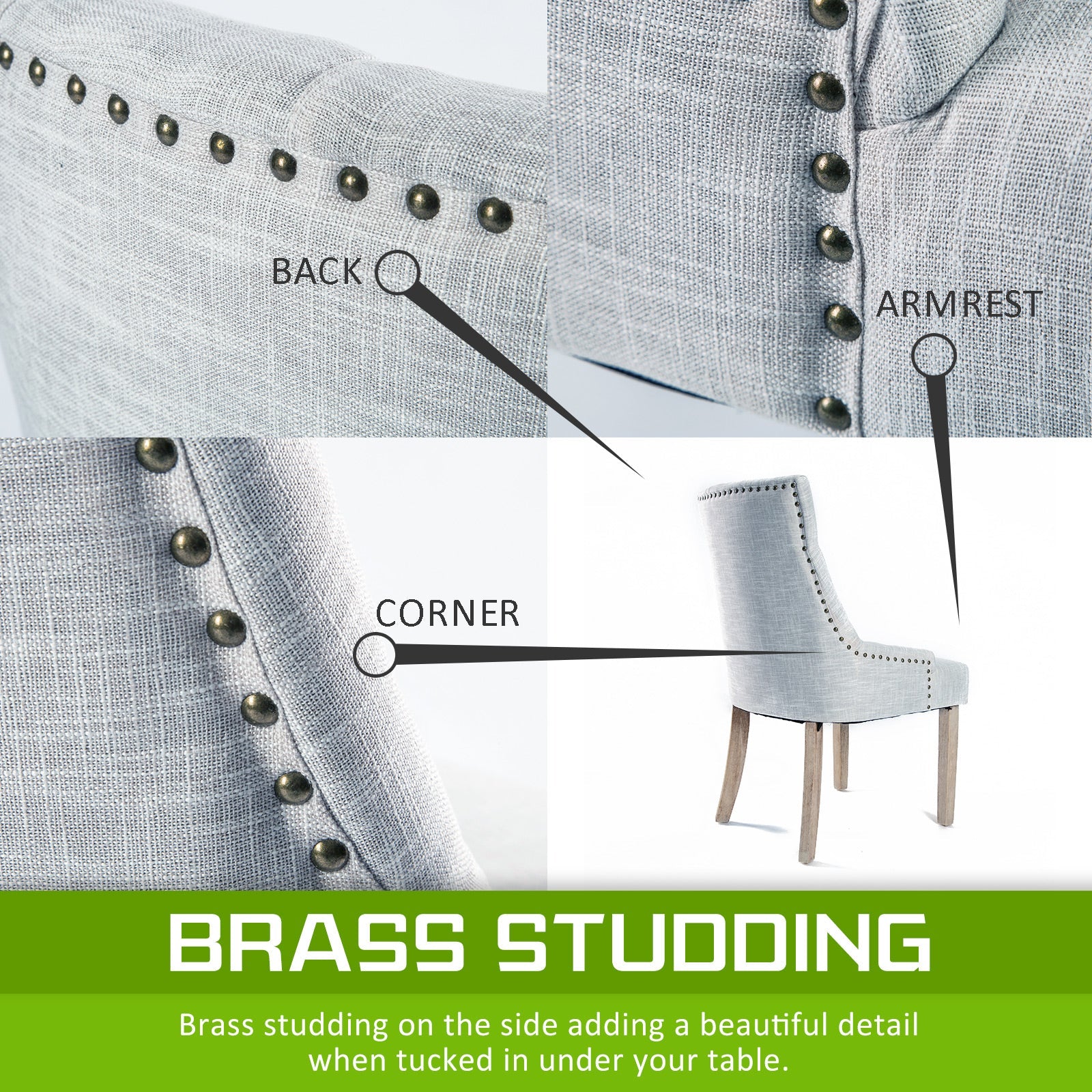 Holly Grey French Provincial Dining Chair Amour Oak Leg