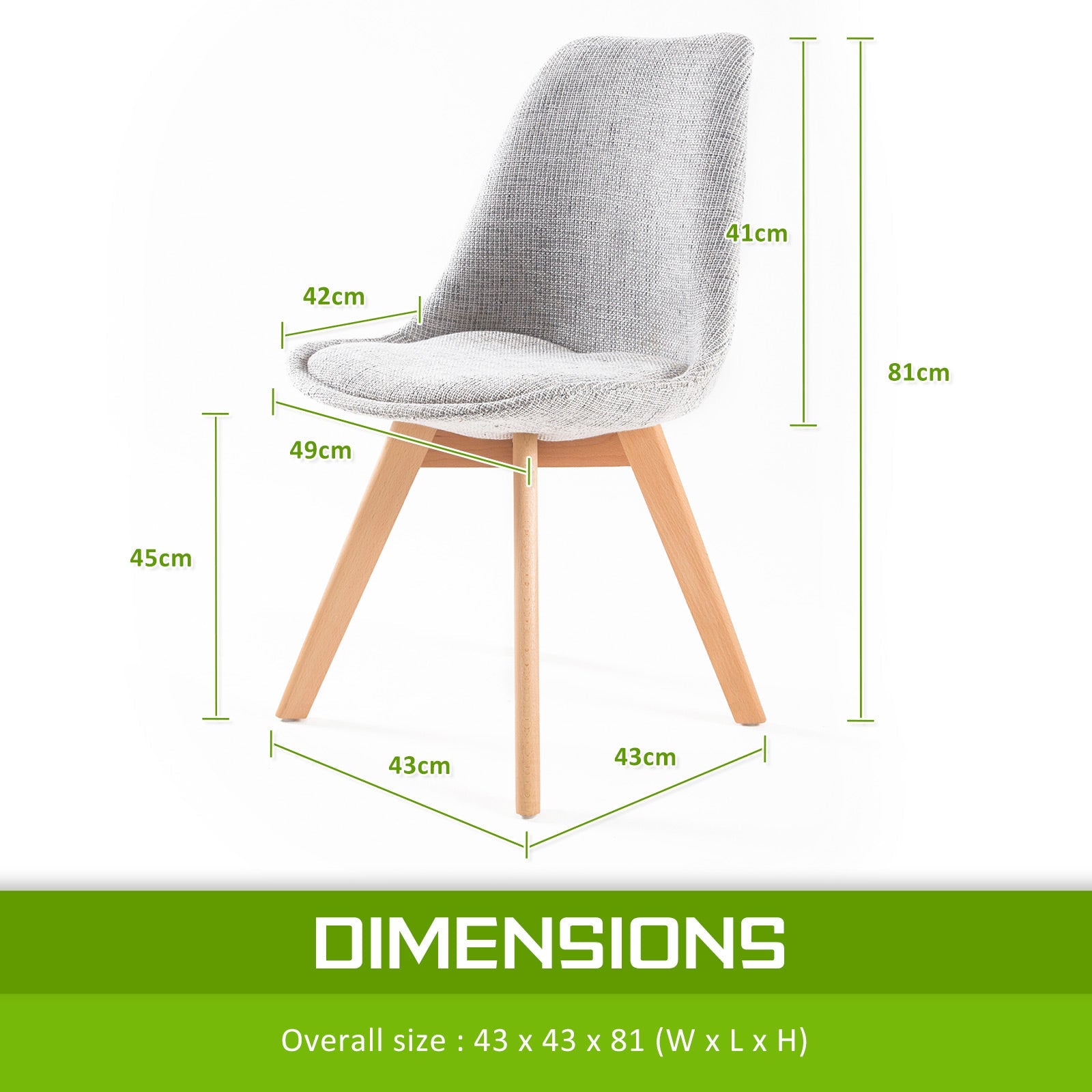 Holly 2 Set Grey Retro Dining  Chair Padded Seat