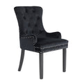 Load image into Gallery viewer, Holly Black French Provincial Dining Chair Ring Studded Lisse Velvet Rubberwood
