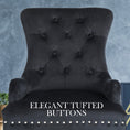 Load image into Gallery viewer, La Bella Black French Provincial Dining Chair Ring Studded Lisse Velvet Rubberwood
