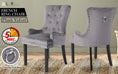 Load image into Gallery viewer, Holly Grey French Provincial Dining Chair Ring Studded Lisse Velvet Rubberwood
