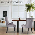 Load image into Gallery viewer, La Bella Grey French Provincial Dining Chair Ring Studded Lisse Velvet Rubberwood
