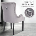 Load image into Gallery viewer, Holly Grey French Provincial Dining Chair Ring Studded Lisse Velvet Rubberwood
