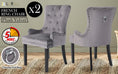 Load image into Gallery viewer, La Bella 2 Set Grey French Provincial Dining Chair Ring Studded Lisse Velvet Rubberwood
