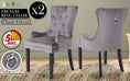 Load image into Gallery viewer, Holly 2 Set Grey French Provincial Dining Chair Ring Studded Lisse Velvet Rubberwood
