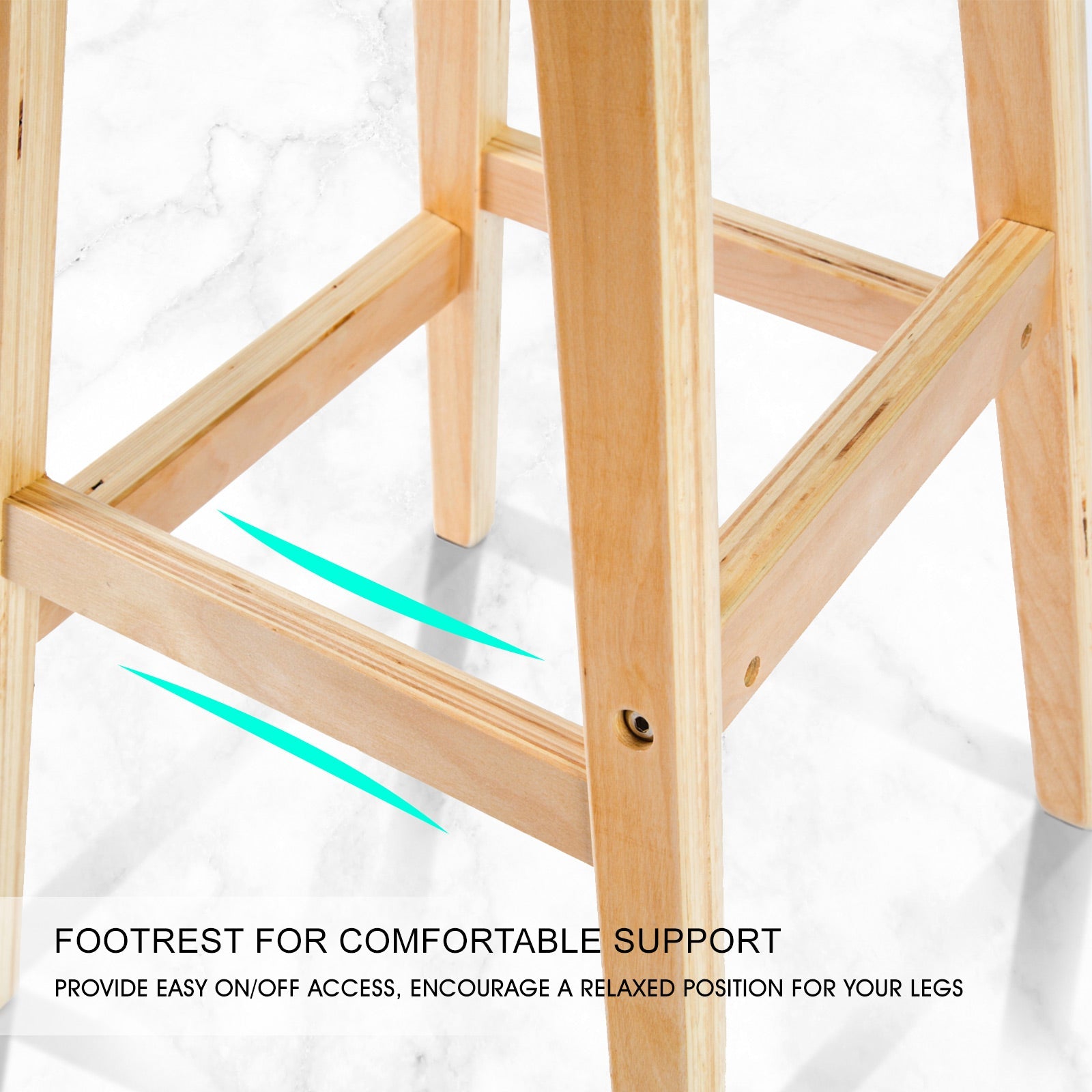 Holly 2 Set 65cm Black Wooden Bar Stool Sophia Fabric