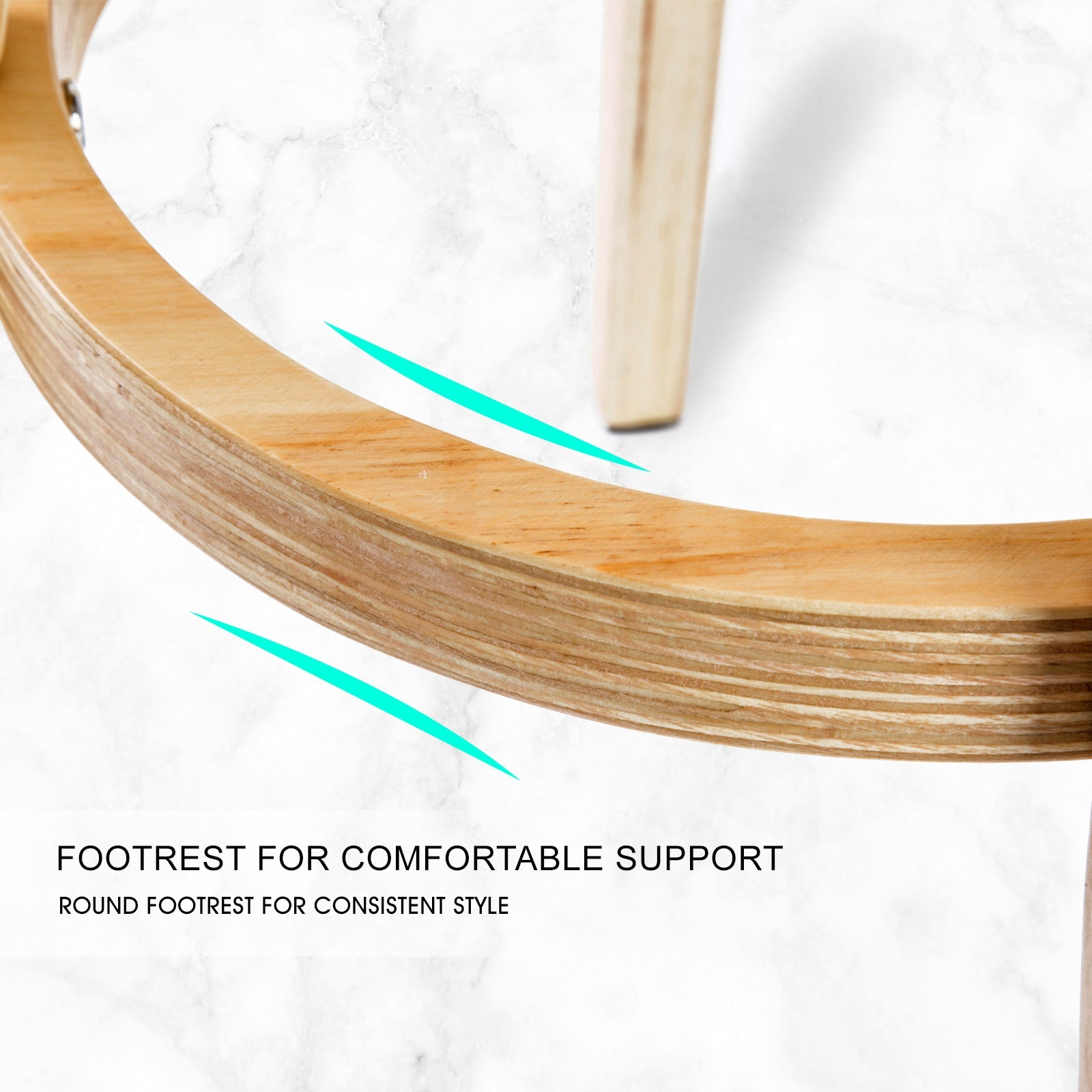 Holly 2 Set 72cm Grey Wooden Bar Stool Leila Fabric