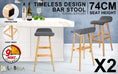 Load image into Gallery viewer, Holly 2 Set 74cm Grey Wooden Bar Stool Sophia Fabric
