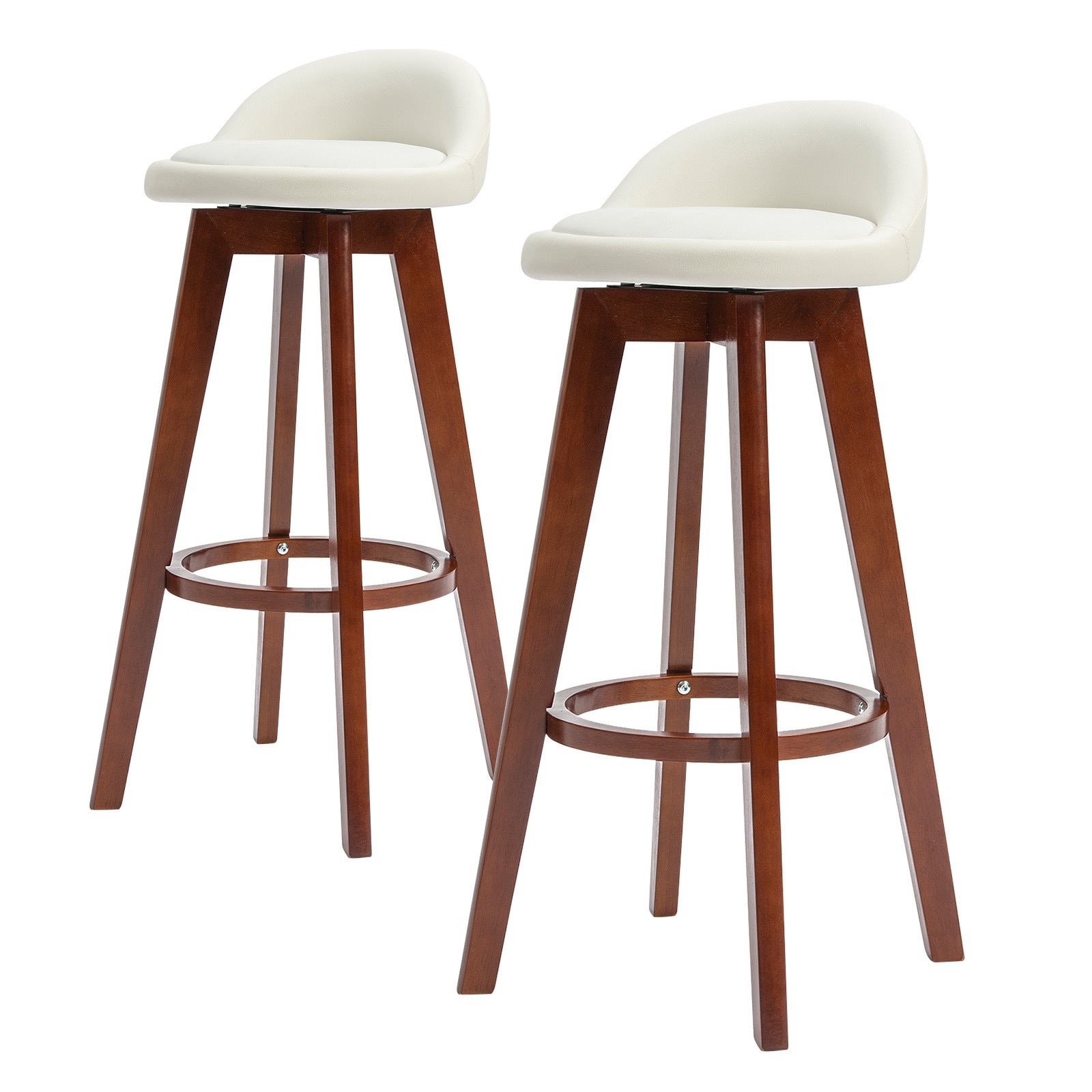 Holly 2 Set 72cm White Brown Wooden Bar Stool Kayde Leather