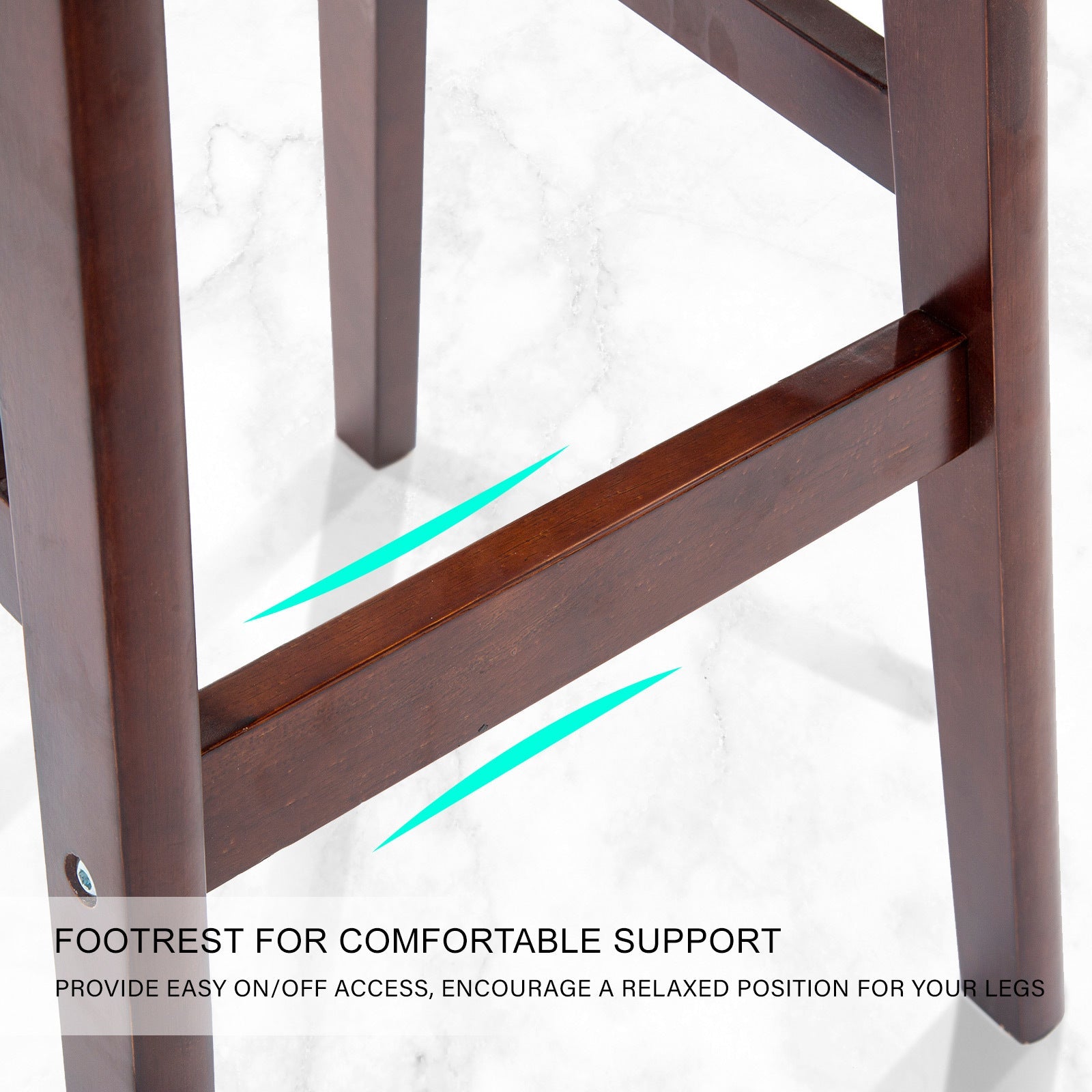 Holly 2 Set 73cm Black Brown Wooden Bar Stool DARA Leather