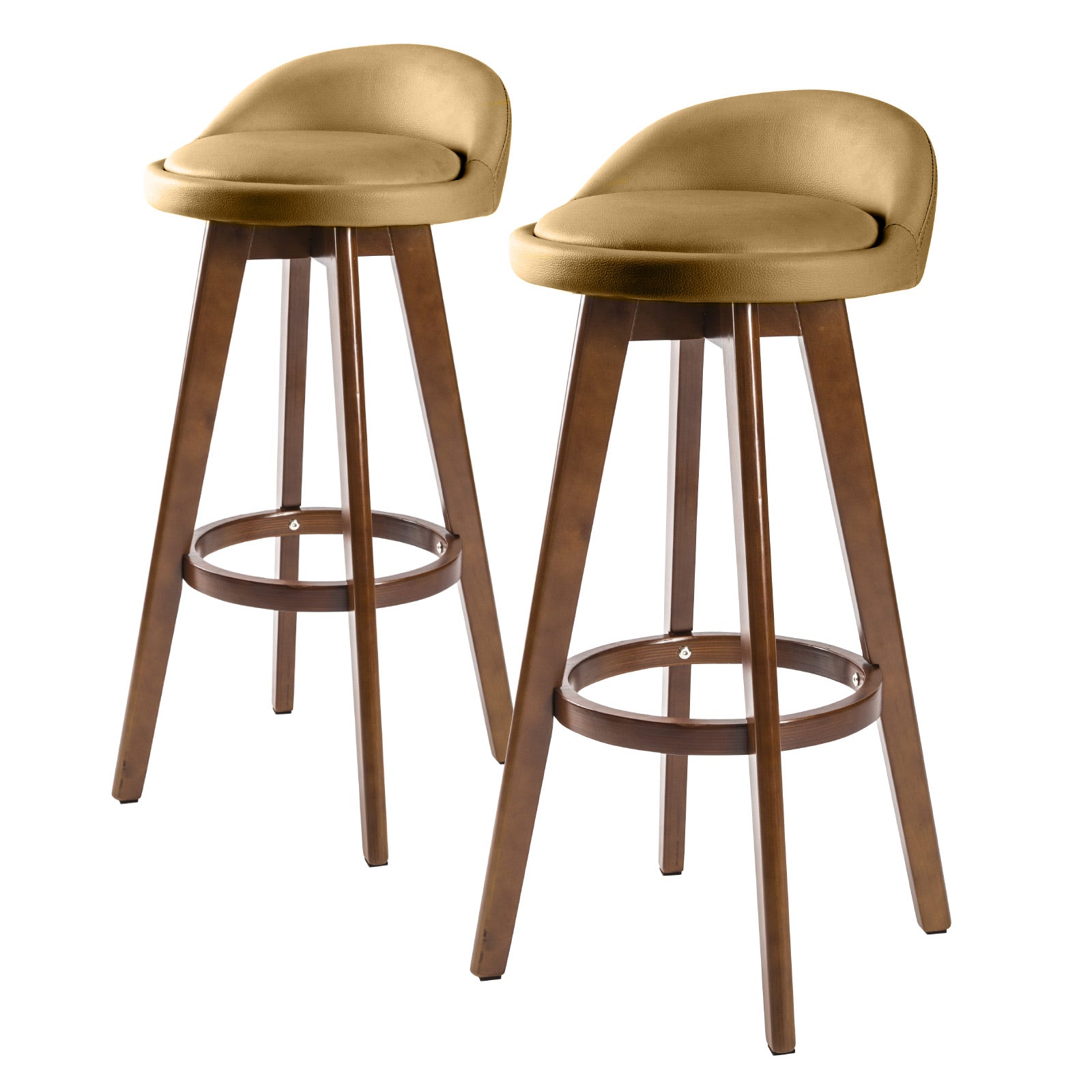 Holly 2 Set 72cm Coffee Brown Wooden Bar Stool Leila Leather