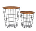 Load image into Gallery viewer, Bianca Vintage Round Coffee Tables Set of 2 Side Tables Robust Steel Frame for Living Room Bedroom Rustic Brown and Black
