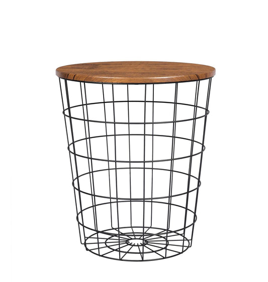 Bianca Vintage Round Coffee Tables Set of 2 Side Tables Robust Steel Frame for Living Room Bedroom Rustic Brown and Black