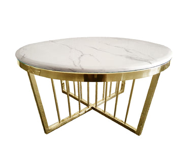 Wanda Coffee Table - Marble - 80cm Gold