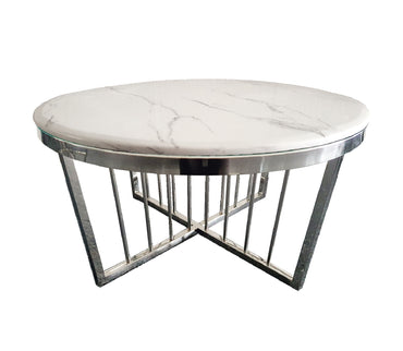 Wanda Coffee Table - Marble - 80cm Silver