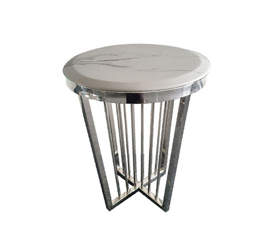 Wanda Coffee Table - Marble - 45cm Silver