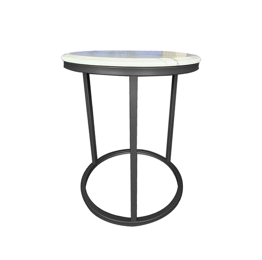 Emma Side Table - White on Black - 45cm