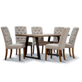 Load image into Gallery viewer, Begonia 7pc Dining Set 180cm Live Edge Table 6 Beige Fabric Chair Mango Wood
