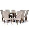 Load image into Gallery viewer, Begonia 9pc Dining Set 220cm Live Edge Table 8 Beige Fabric Chair Mango Wood
