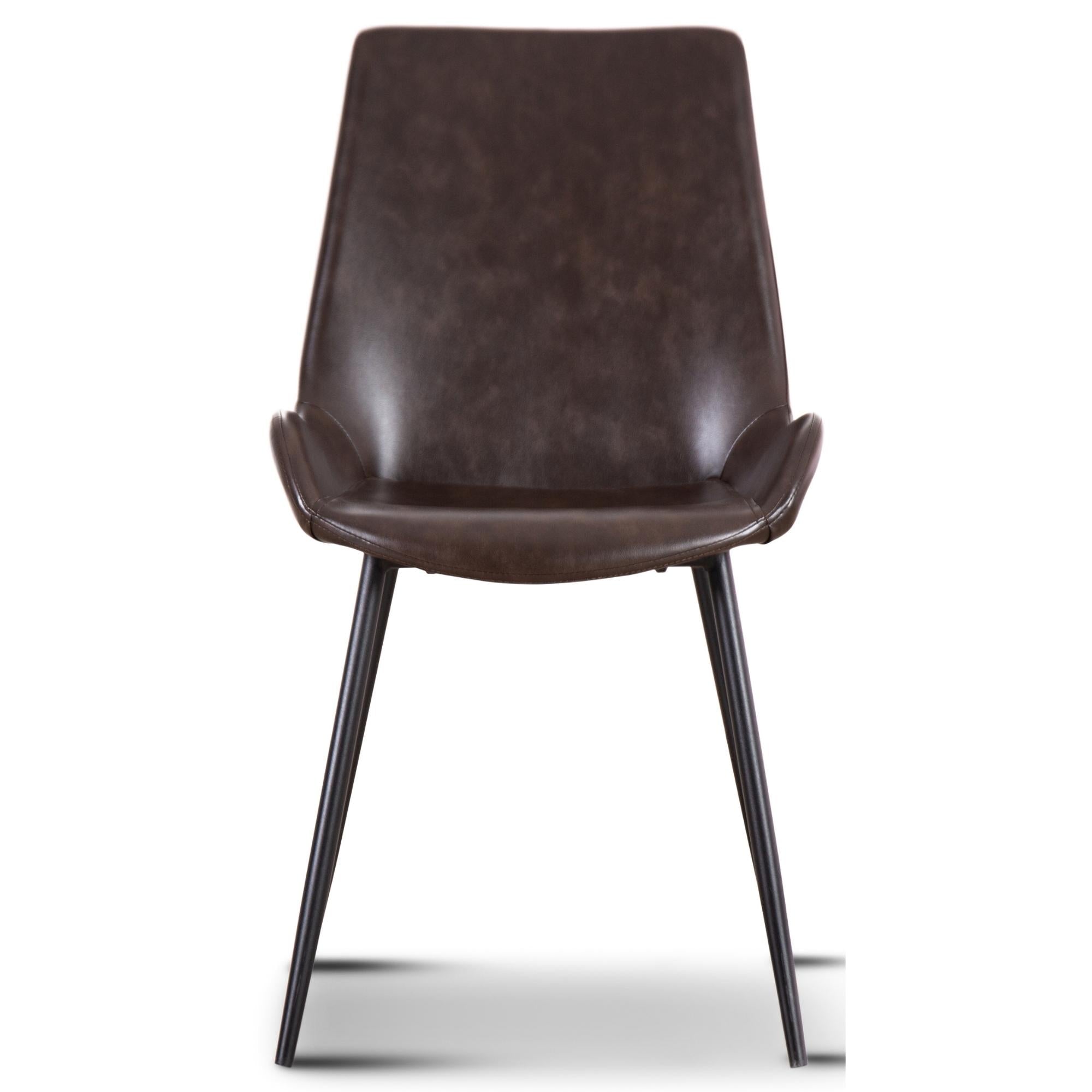 Karine  Set of 2 PU Leather Upholstered Dining Chair Metal Leg - Brown